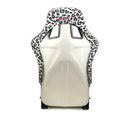 NRG FRP Bucket Seat PRISMA SAVAGE Edition White Pearlized Back Snow Leopard Print - Large-4