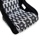 NRG FRP Bucket Seat Vegan Suede w/ Black & White Yaba Print - Large-3