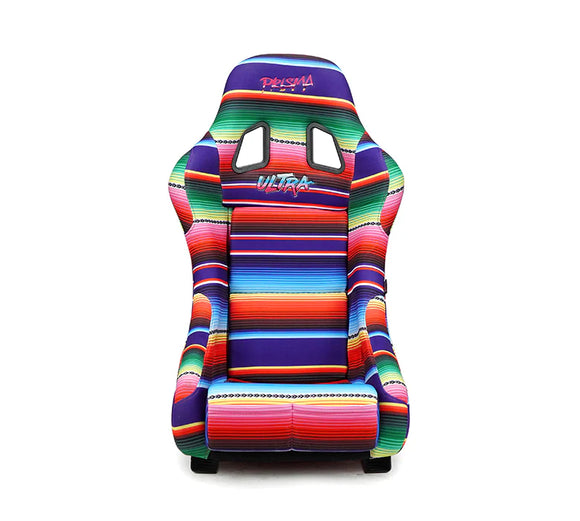 NRG FRP Bucket Seat PRISMA Serepi Edition W/ Red Pearlized Back Mexi-Cali Blanket Print - Large
