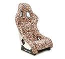 NRG FRP Bucket Seat PRISMA SAVAGE Edition White Pearlized Back Cheetah Leopard Print - Medium-1
