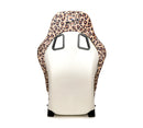 NRG FRP Bucket Seat PRISMA SAVAGE Edition White Pearlized Back Cheetah Leopard Print - Medium-5
