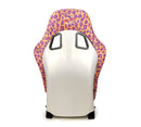 NRG FRP Bucket Seat PRISMA SAVAGE Edition White Pearlized Back Wild Thornberry Leopard Print - Med-4