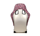 NRG FRP Bucket Seat PRISMA SAVAGE Edition White Pearlized Back Pink Panther Leopard Print - Medium-4