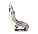 NRG FRP Bucket Seat PRISMA SAVAGE Edition White Pearlized Back Snow Leopard Print - Medium-2