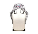 NRG FRP Bucket Seat PRISMA SAVAGE Edition White Pearlized Back Snow Leopard Print - Medium-4