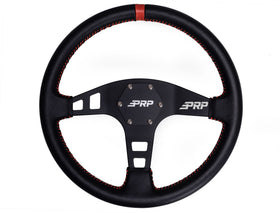 PRP Flat Leather Steering Wheel- Red