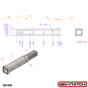 Hitch Extender 14" x 2" .5K TW 10K Towing - 0