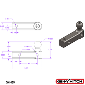 Gen-Y 16K Single Ball Mount 2in Shank 2K TW - 0
