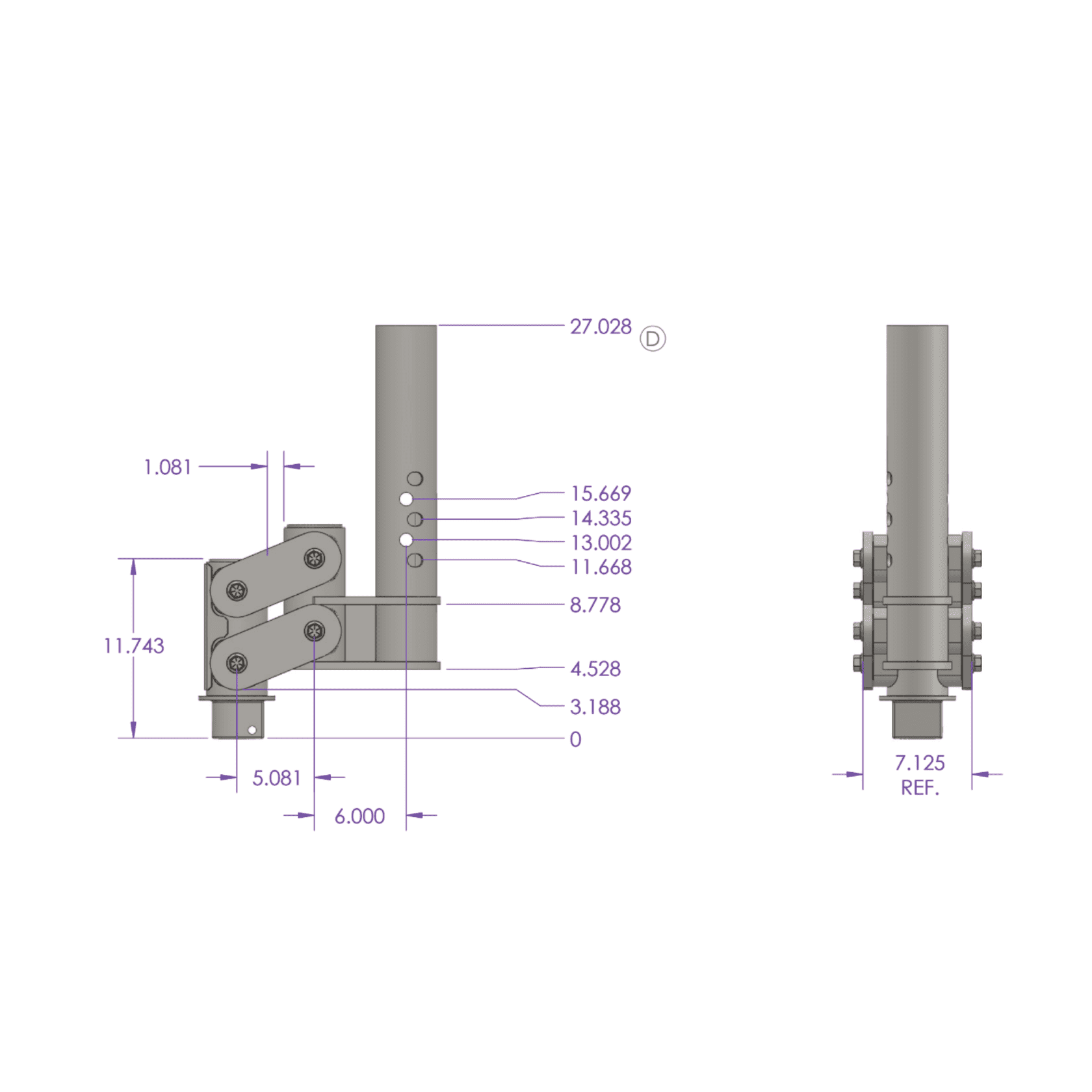 Gen-Y Pegasus Torsion-Flex Low Profile 11in Offset 4in RD Tube Gooseneck 2-5/16in Coupler Std Height - 0