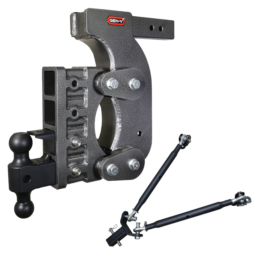 The BOSS TORSION-FLEX 2.5" Receiver 15" Drop 2.4K TW 21K Hitch & GH-061 Dual-Ball & GH-062 Pintle Lock & GH-0101 Stab Kit - 0