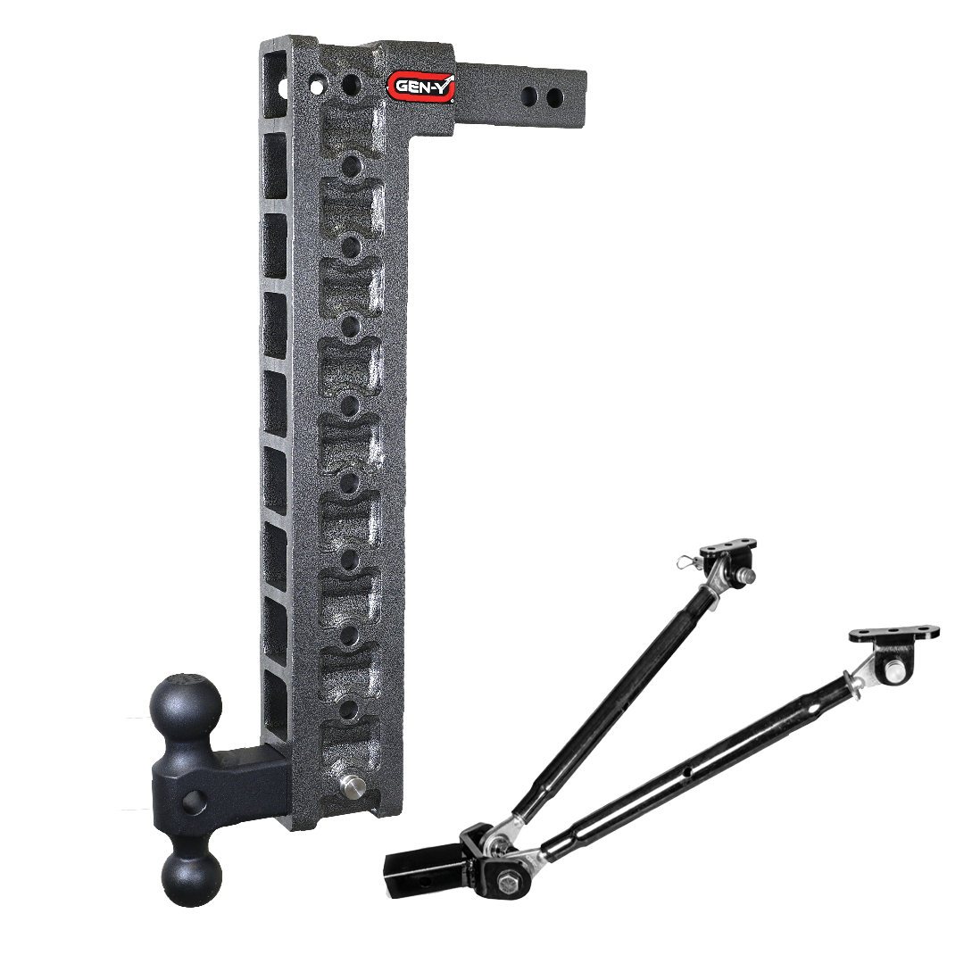 MEGA-DUTY 2" Shank 22.5" Drop 1.5K TW 10K Hitch & GH-031 Dual-Ball & GH-0100 Stabilizer Kit