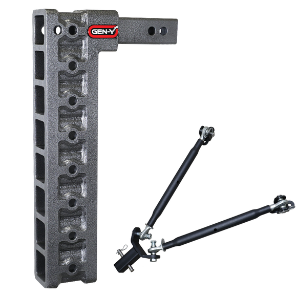 MEGA-DUTY 2" Shank 17.5" Drop 1.5K TW 10K Hitch & GH-031 Dual-Ball & GH-0100 Stabilizer Kit