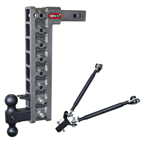 MEGA-DUTY 2" Shank 17.5" Drop 1.5K TW 10K Hitch & GH-031 Dual-Ball & GH-032 Pintle Lock & GH-0100 Stabilizer Kit