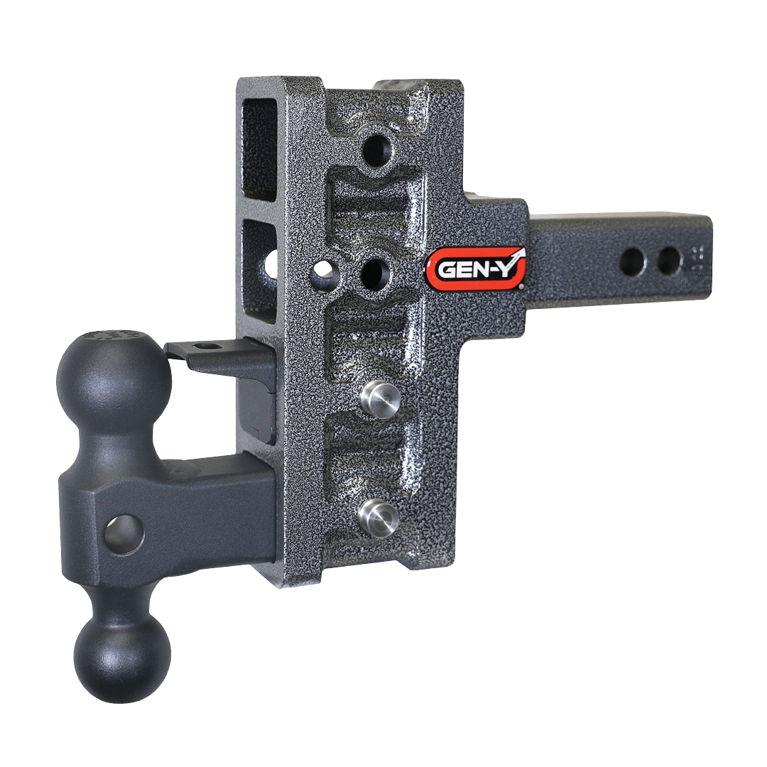 MEGA-DUTY 2" Offset Shank 2.5 Rise, 5" Drop 1.5K TW 10K Hitch & GH-031 Dual-Ball & GH-032 Pintle Lock