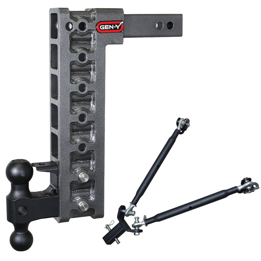 MEGA-DUTY 2" Shank 15" Drop 2K TW 16K Hitch & GH-051 Dual-Ball & GH-032 Pintle Lock & GH-0100 Stabilizer Kit