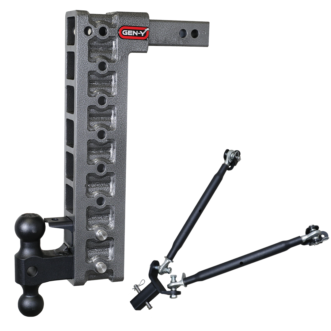 MEGA-DUTY 2" Shank 17.5" Drop 2K TW 16K Hitch & GH-051 Dual-Ball & GH-032 Pintle Lock & GH-0100 Stabilizer Kit