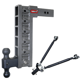 MEGA-DUTY 2.5" Shank 15" Drop 3K TW 21K Hitch & GH-061 Dual-Ball & GH-0101 Stabilizer Kit