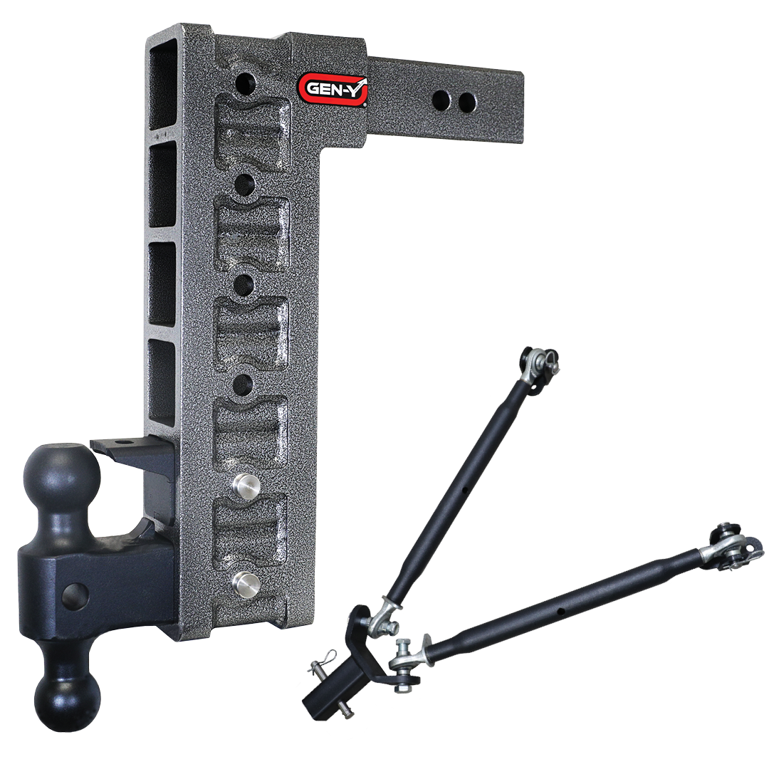 MEGA-DUTY 2.5" Shank 15" Drop 3K TW 21K Hitch & GH-061 Dual-Ball & GH-062 Pintle Lock & GH-0101 Stabilizer Kit