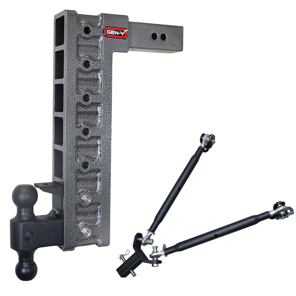 MEGA-DUTY 2.5" Shank 18" Drop 3K TW 21K Hitch & GH-061 Dual-Ball & GH-062 Pintle Lock & GH-0101 Stabilizer Kit