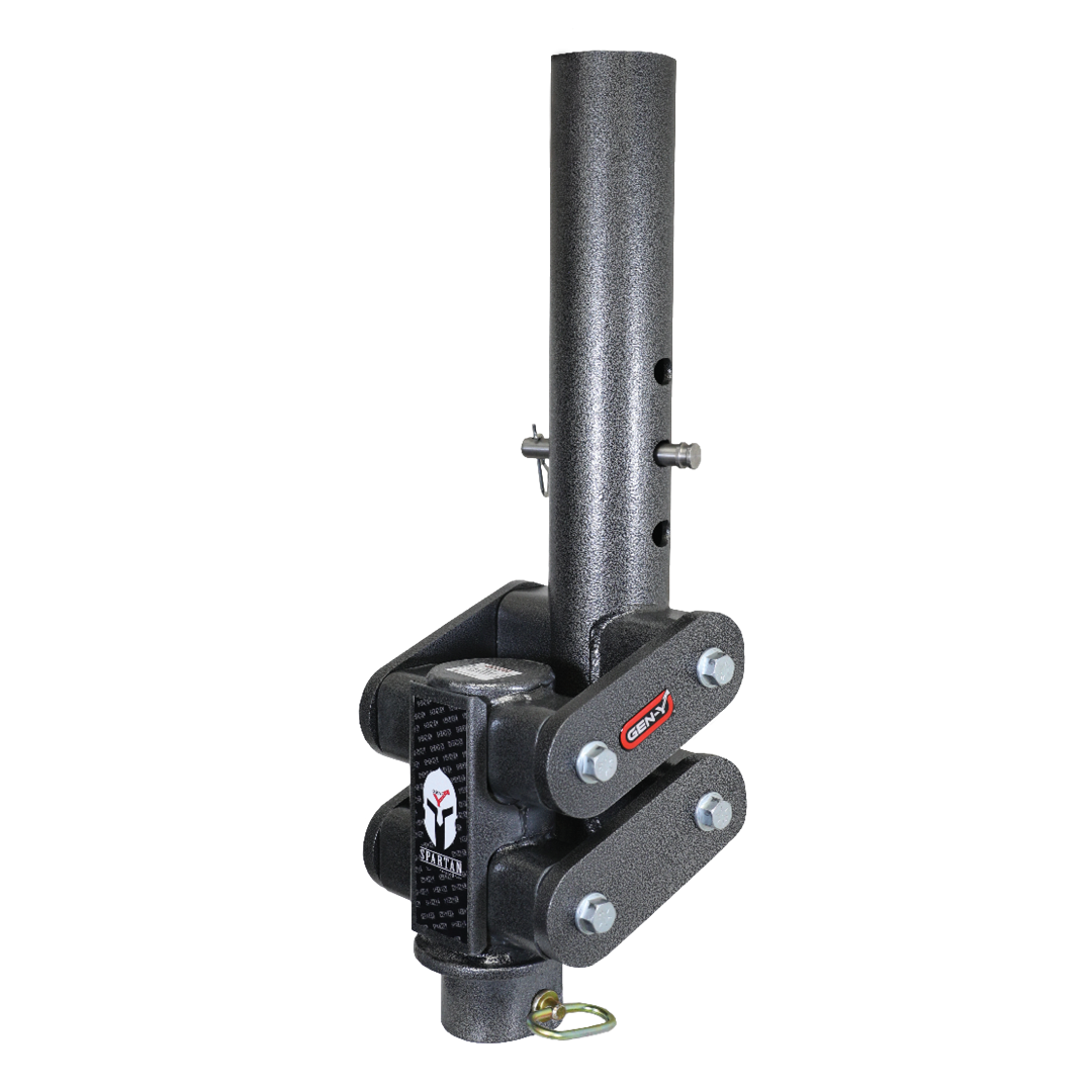 SPARTAN TORSION-FLEX Snap Latch 2.5" Offset 4" Round Tube Gooseneck 2 5/16" Coupler Standard Height 3.5K TW 25K Towing - Includes GH-098 Pin & Pull Rod