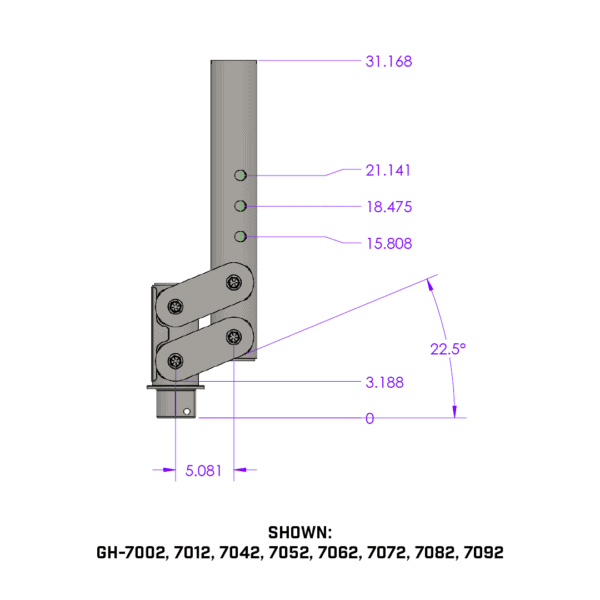 Gen-Y Spartan Torsion-Flex 5in Offset 4in RD Tube Gooseneck 2-5/16in Coupler Extended Height - 0