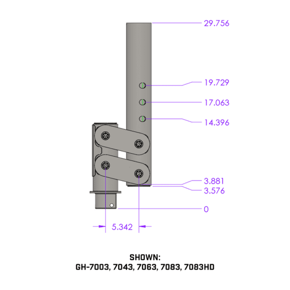 Gen-Y Pegasus Torsion-Flex Low Profile 5in Offset 4in RD Tube Gooseneck 2-5/16in Coupler Std Height