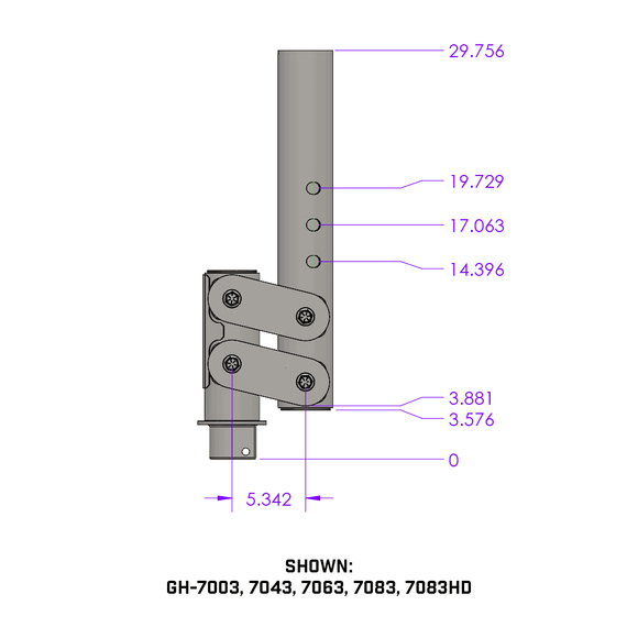 Gen-Y Pegasus Torsion-Flex 5in Offset 4in RD Tube Gooseneck 2-5/16in Coupler Std Height w/Rvrsd Arms