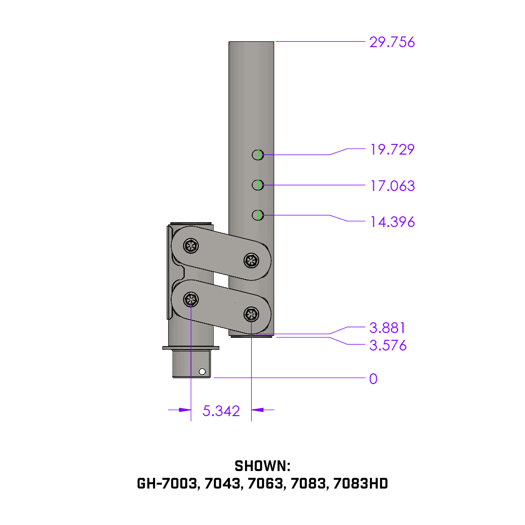 Gen-Y Pegasus Torsion-Flex Low Profile 5in Offset 4in RD Tube Gooseneck 2-5/16in Coupler Std Height - 0