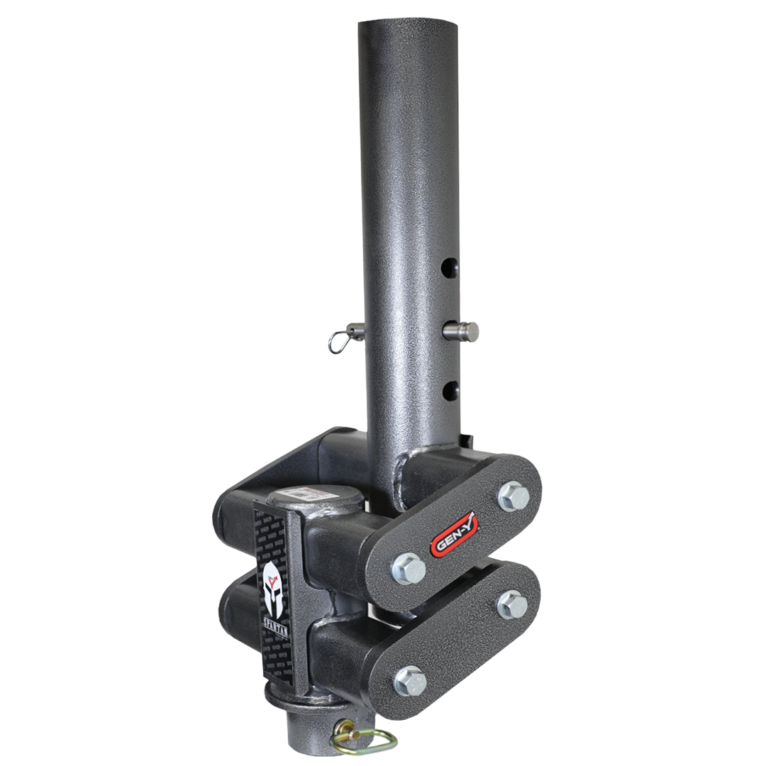 SPARTAN TORSION-FLEX Snap Latch 2.5" Offset 4" Round Tube Gooseneck 2 5/16" Coupler Standard Height 5.5K TW 25K Towing - Includes GH-098 Pin & Pull Rod