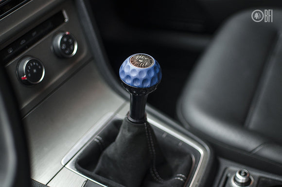 BFI Heavy Weight Shift Knob Schwarz - Maritime Blue Leather - Golf Ball