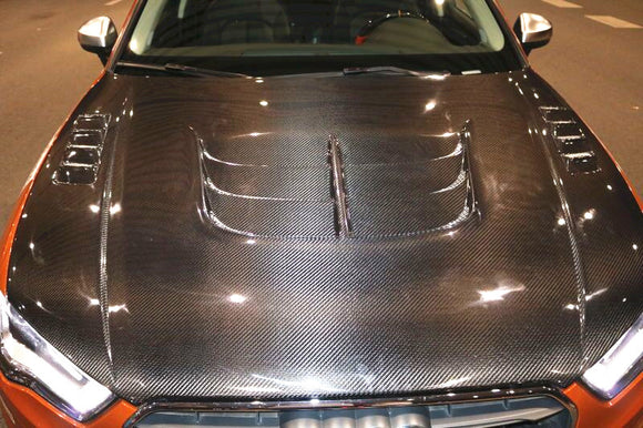 Carbon Fiber Hood With Vents for Audi 8V A3 SLINE S3 Sedan 4-Door 2013-2016