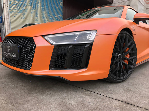 Dry Carbon Fiber Front Bumper Side Air Vent Covers for Audi R8 V10 Plus Coupe 2-Door 16-18