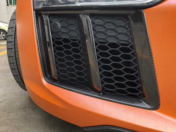 Dry Carbon Fiber Front Bumper Side Air Vent Covers for Audi R8 V10 Plus Coupe 2-Door 16-18