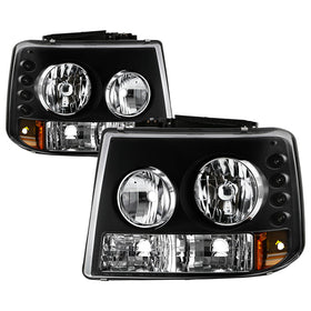 Spyder Chevy Silverado 1500 99-02 LED Crystal Headlights Blk HD-YD-CS99-1PC-AM-BK