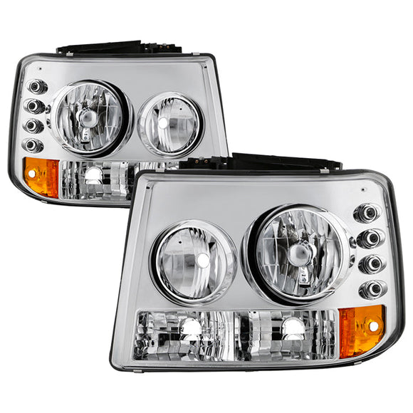 Spyder Chevy Silverado 1500 99-02 ( Not Fit HD Model)LED Crystal Headlights Chr HD-YD-CS99-1PC-AM-C