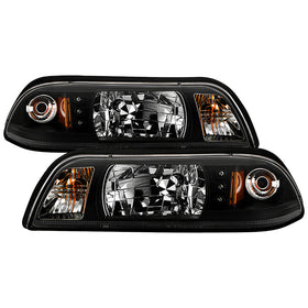 Spyder Ford Mustang 87-93 1PC LED (Replaceable LEDs)Crystal Headlights Black HD-YD-FM87-1PC-LED-BK