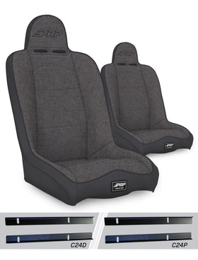 PRP Daily Driver High Back Suspension Seats Kit for 03-06 Jeep Wrangler TJ (Pair) - Gray