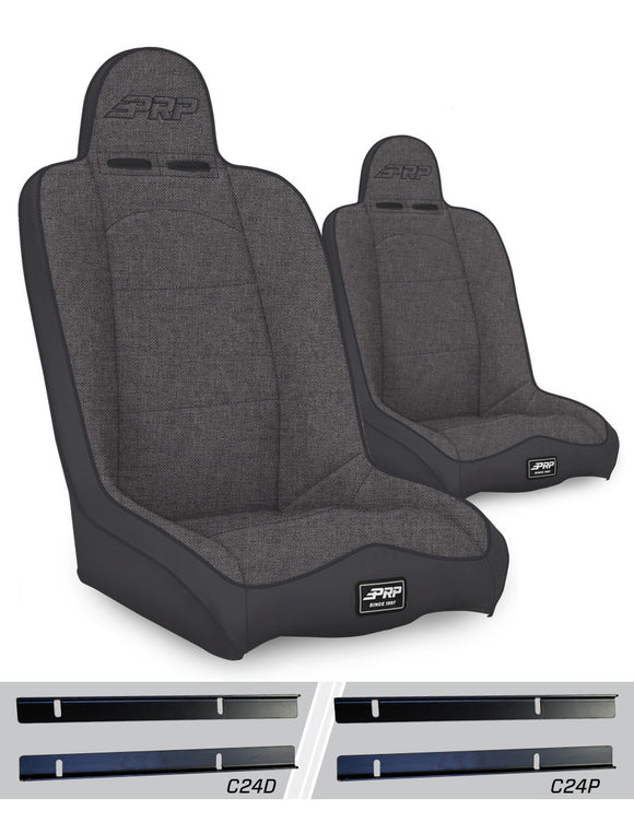 PRP Daily Driver High Back Suspension Seats Kit for 03-06 Jeep Wrangler TJ (Pair) - Gray