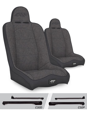PRP Daily Driver High Back Suspension Seats Kit for Jeep Wrangler CJ7/YJ (Pair) - Gray