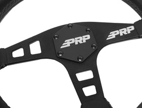 PRP Flat Leather Steering Wheel - Black - 0