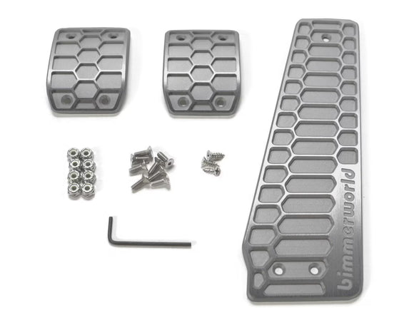 BimmerWorld Billet Hex Pedals - Manual Transmission (3 Piece), Silver