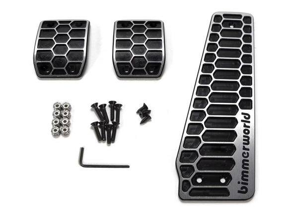 BimmerWorld Billet Hex Pedals - Manual Transmission (3 Piece), Black 2-Tone