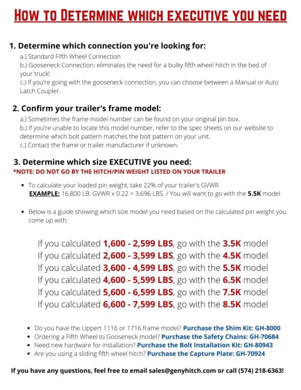 Gen-Y Executive Torsion-Flex Manual 5th Wheel to Gooseneck 2-5/16in Coupler (4.5K-6.5K PW) - 0