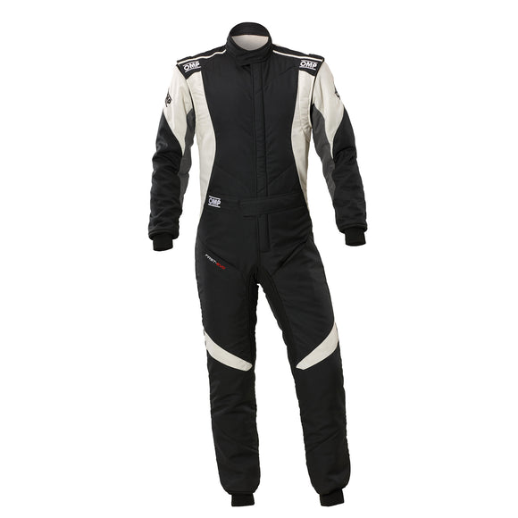 OMP FIRST EVO OVERALL my2025 FIA 8856-2018/SFI BLACK / WHITE SZ 50