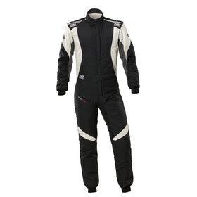 OMP FIRST EVO OVERALL my2025 FIA 8856-2018/SFI BLACK / WHITE SZ 54