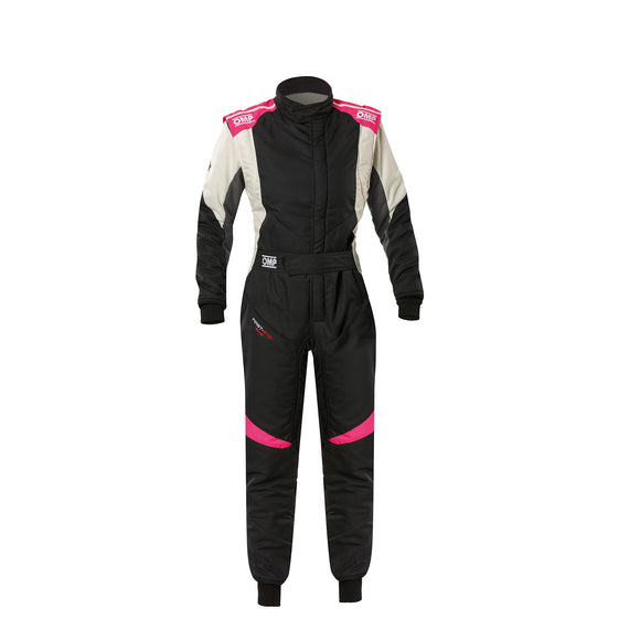 OMP FIRST EVO ELLE OVERALL my2025 FIA 8856-2018/SFI BLACK / FUCHSIA SZ 48