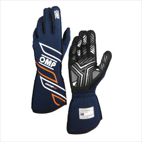 OMP ONE-S GLOVES my2025 FIA 8856-2018 NAVY BLUE / FLUO ORANGE SZ XXL