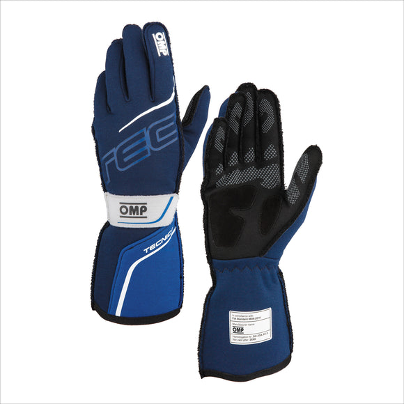 OMP TECNICA GLOVES FIA 8856-2018 NAVY BLUE / ROYAL BLUE SZ XL