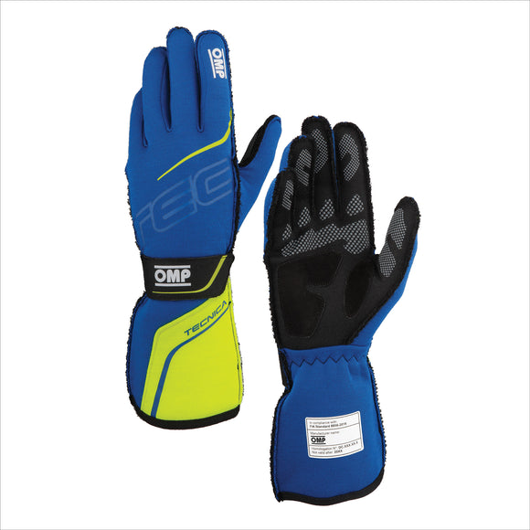 OMP TECNICA GLOVES FIA 8856-2018 BLUE / YELLOW SZ M
