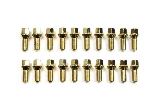Aodhan Lug Bolts - 14x1.25 - Conical - Gold - Set Of 20